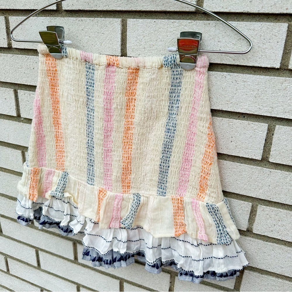 Tularosa Calmar Stripe Smocked Ruffle Mini Skirt Pastel Boho Resortwear S - Picture 9 of 13